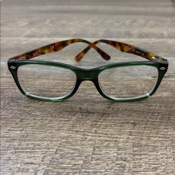 🕶 Ray-Ban RX5228 Green Optical Frames with Tortoise Temples53–17–140